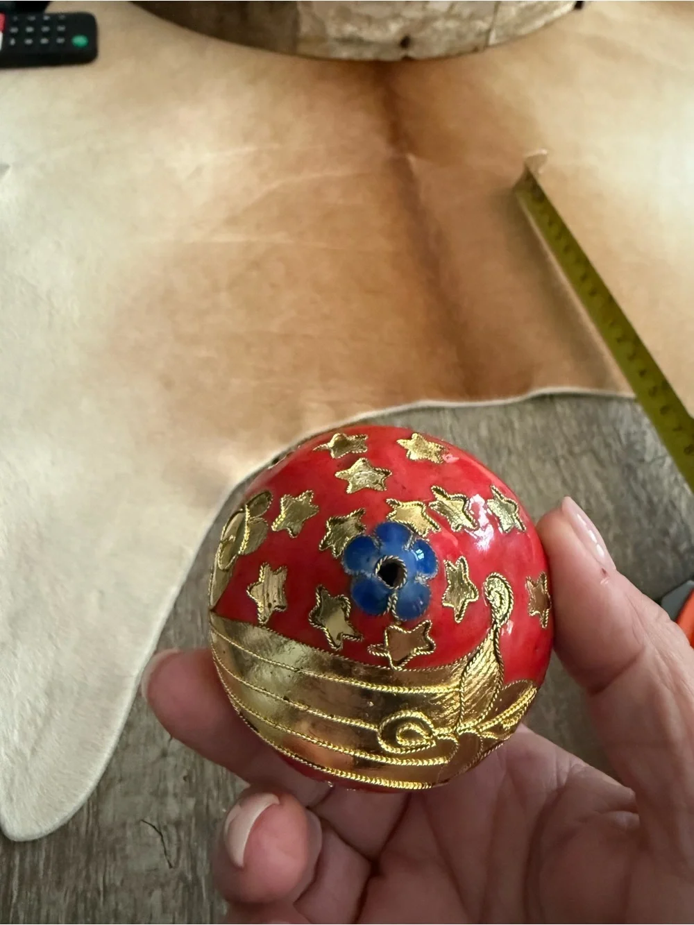 Cloisonné Festive Red and Gold Angel Star Christmas Ornament